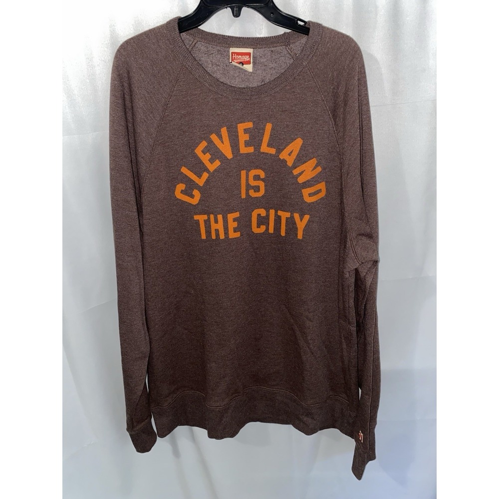 Homage Cleveland Is The City Crewneck Sweatshirt XL Brown/Orange